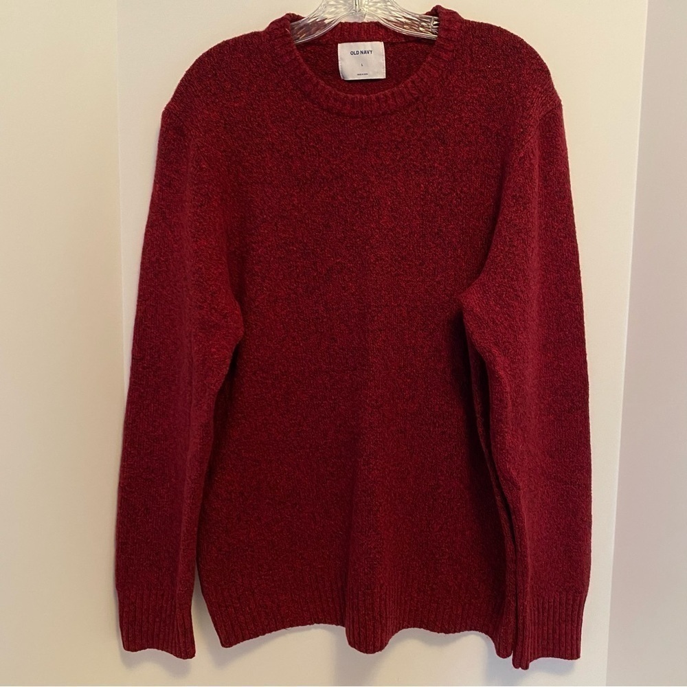Old Navy Men's Red /Black Marbled Crewneck Sweater Size Large